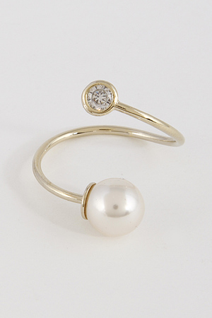Wrap Around Sophisticated Faux Pearl & Rhinestone Ring 6CCB4